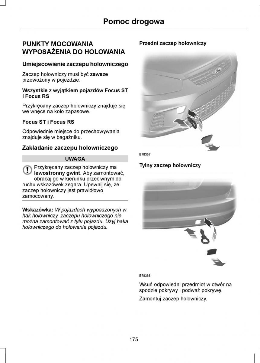 Ford Focus II 2 instrukcja obslugi / page 177