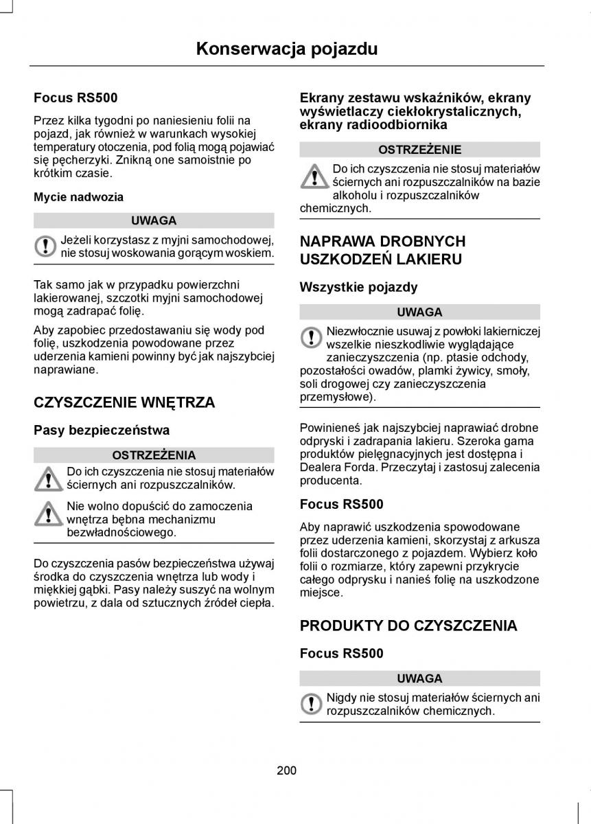 Ford Focus II 2 instrukcja obslugi / page 202