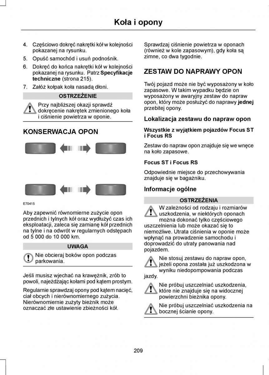 Ford Focus II 2 instrukcja obslugi / page 211