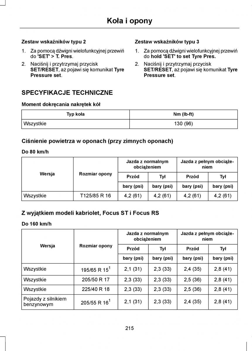 Ford Focus II 2 instrukcja obslugi / page 217