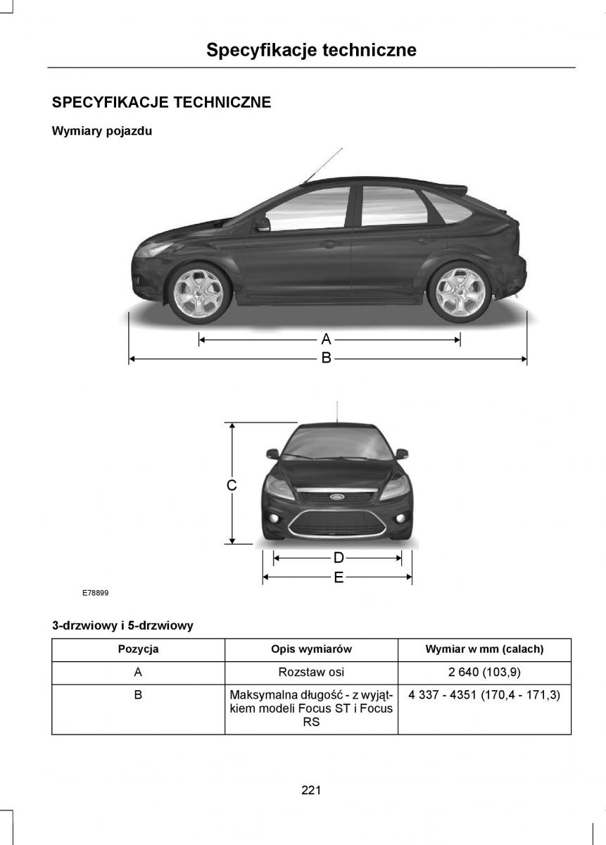 Ford Focus II 2 instrukcja obslugi / page 223