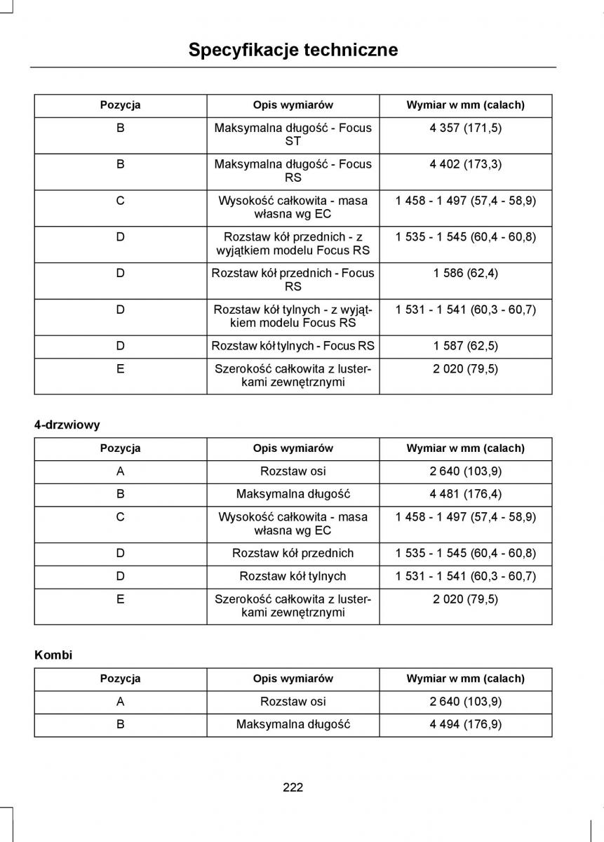 Ford Focus II 2 instrukcja obslugi / page 224