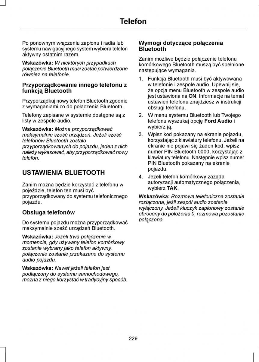 Ford Focus II 2 instrukcja obslugi / page 231