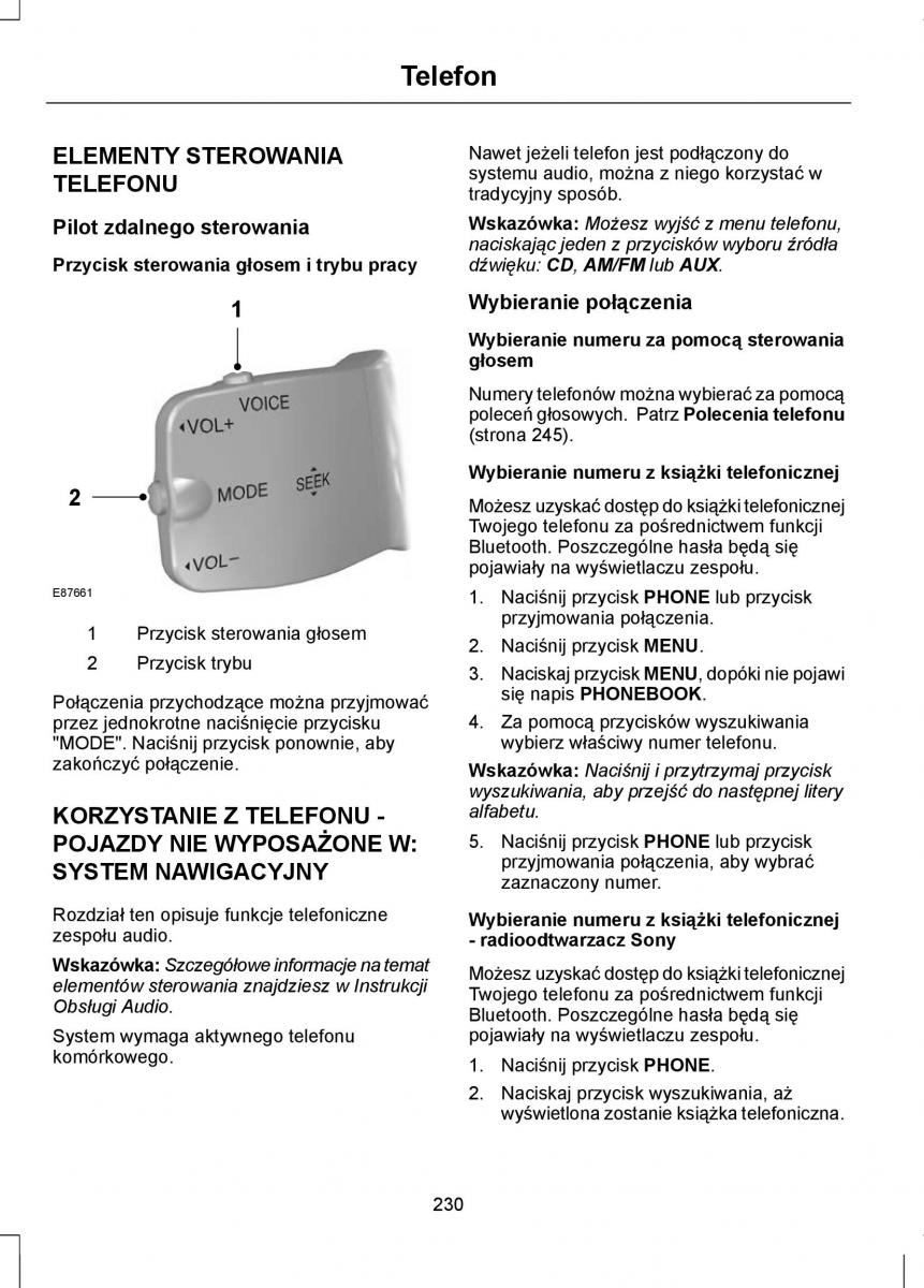 Ford Focus II 2 instrukcja obslugi / page 232