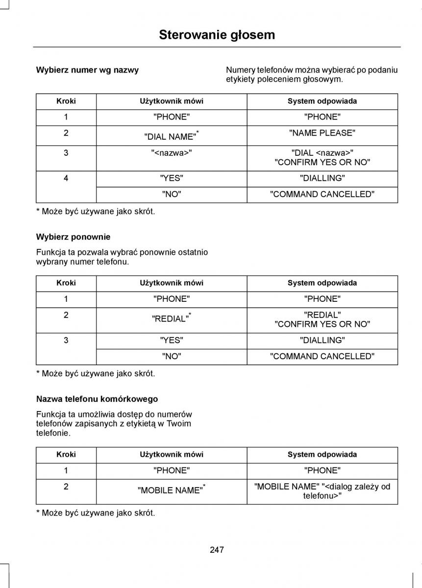 Ford Focus II 2 instrukcja obslugi / page 249