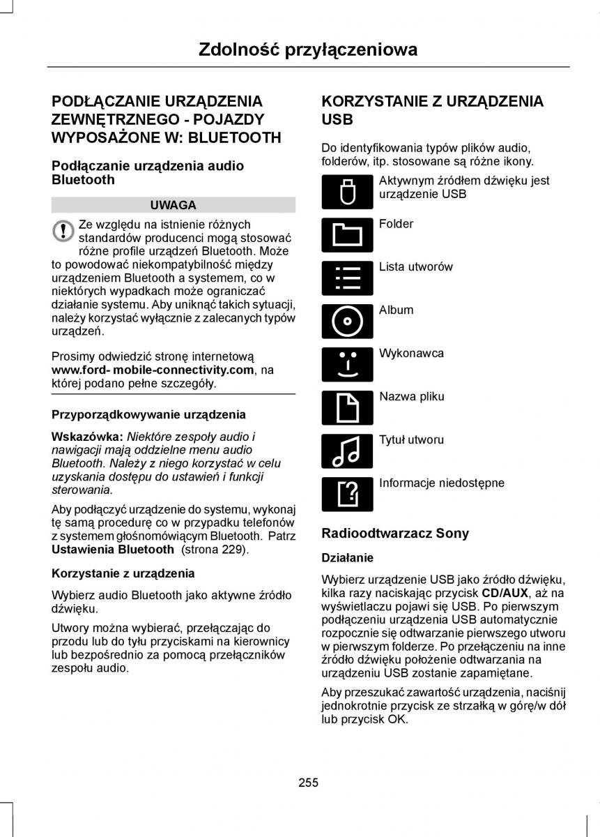 Ford Focus II 2 instrukcja obslugi / page 257