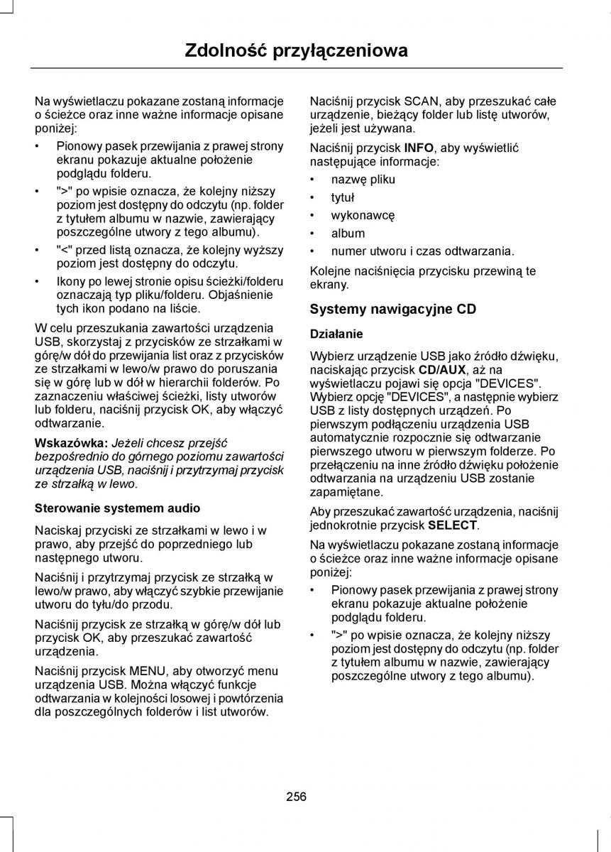 Ford Focus II 2 instrukcja obslugi / page 258