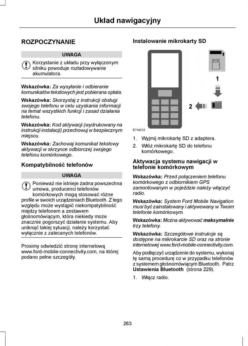 Ford Focus II 2 instrukcja obslugi / page 265