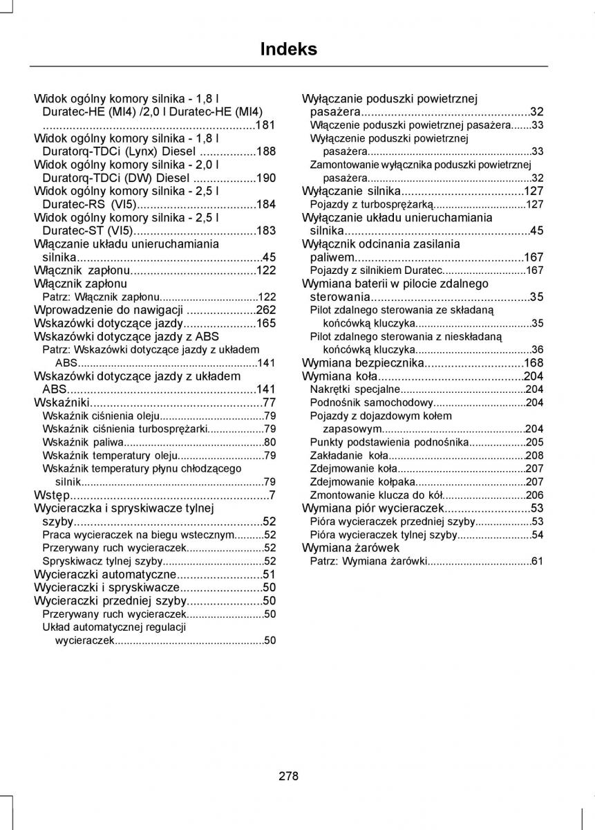 Ford Focus II 2 instrukcja obslugi / page 280