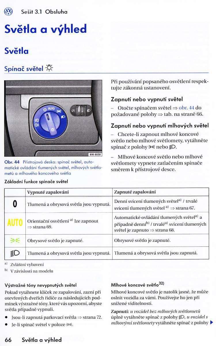 VW Golf VI 6 navod k obsludze / page 68