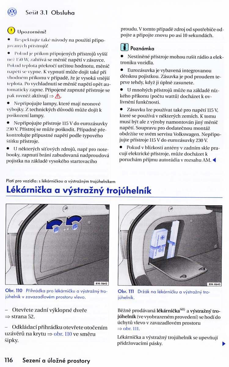 VW Golf VI 6 navod k obsludze / page 118