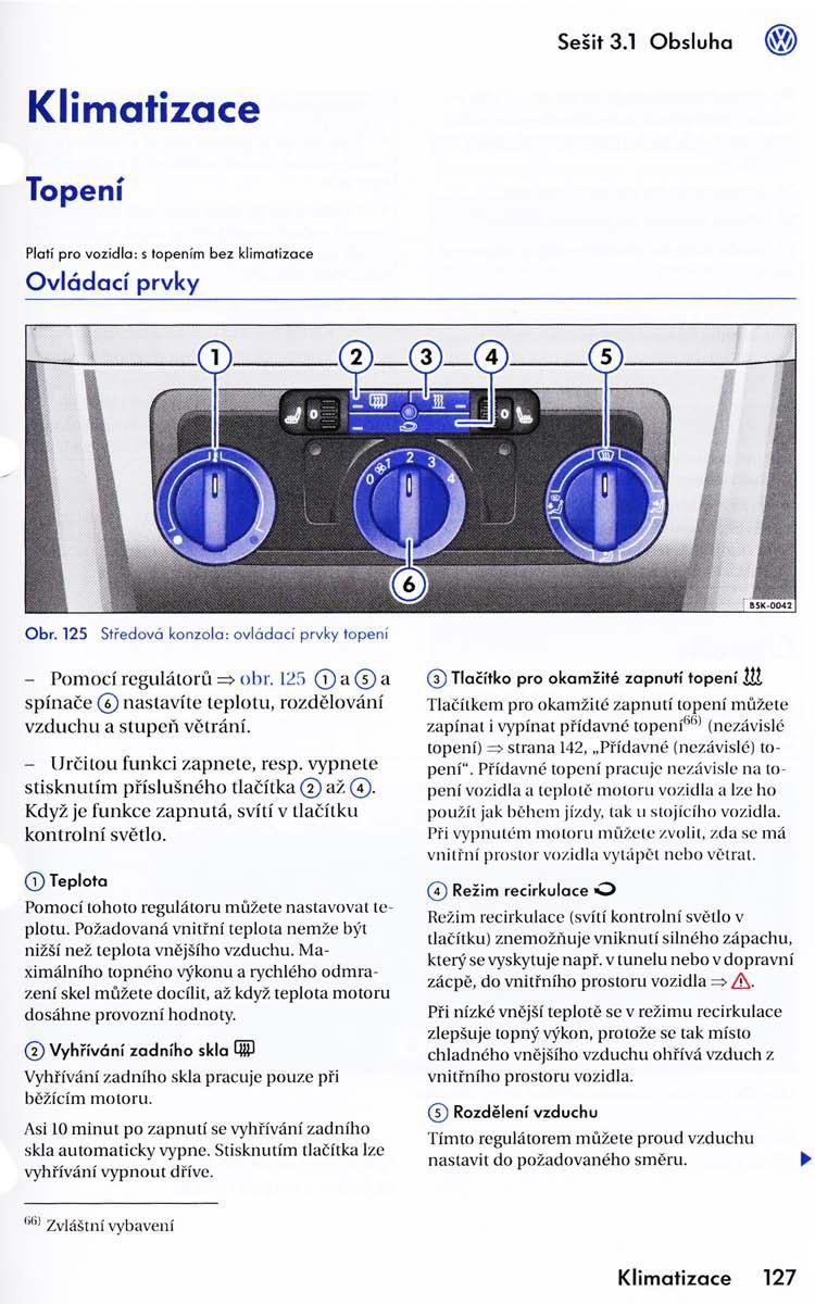 VW Golf VI 6 navod k obsludze / page 129