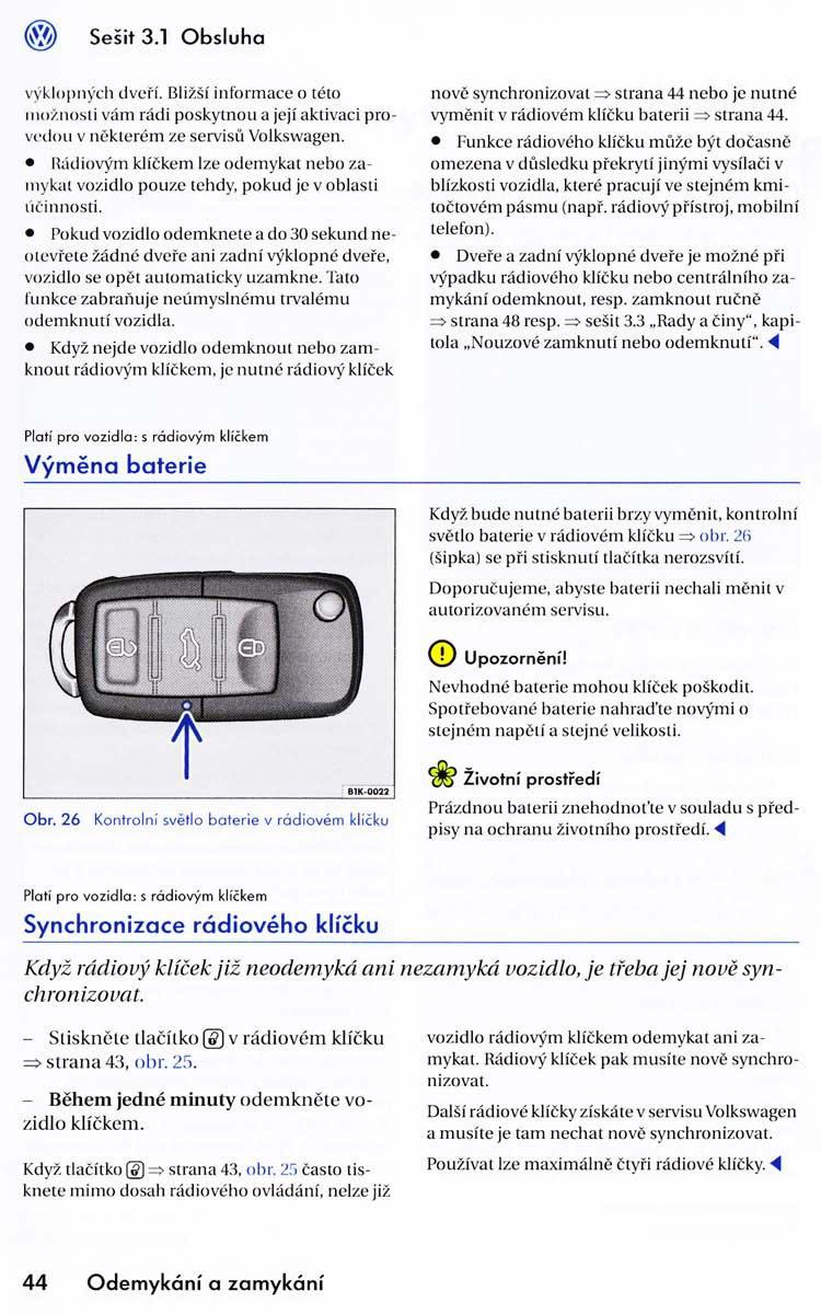 VW Golf VI 6 navod k obsludze / page 46