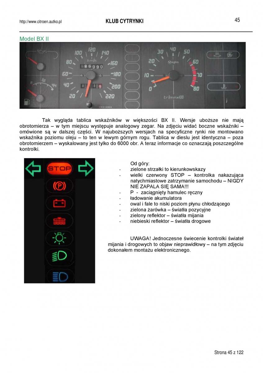 manual  Citroen BX instrukcja / page 45