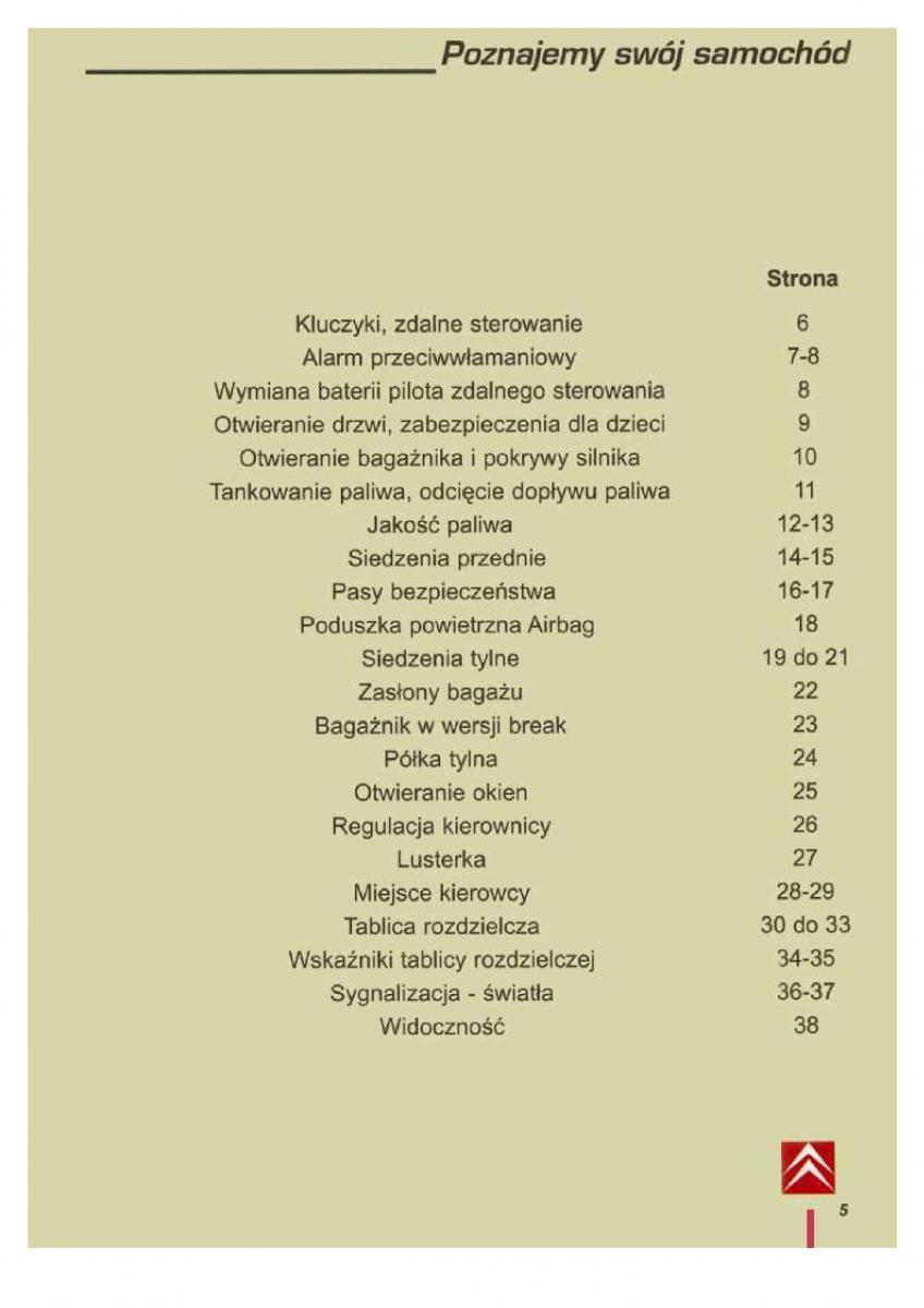 Citroen ZX instrukcja obslugi / page 6