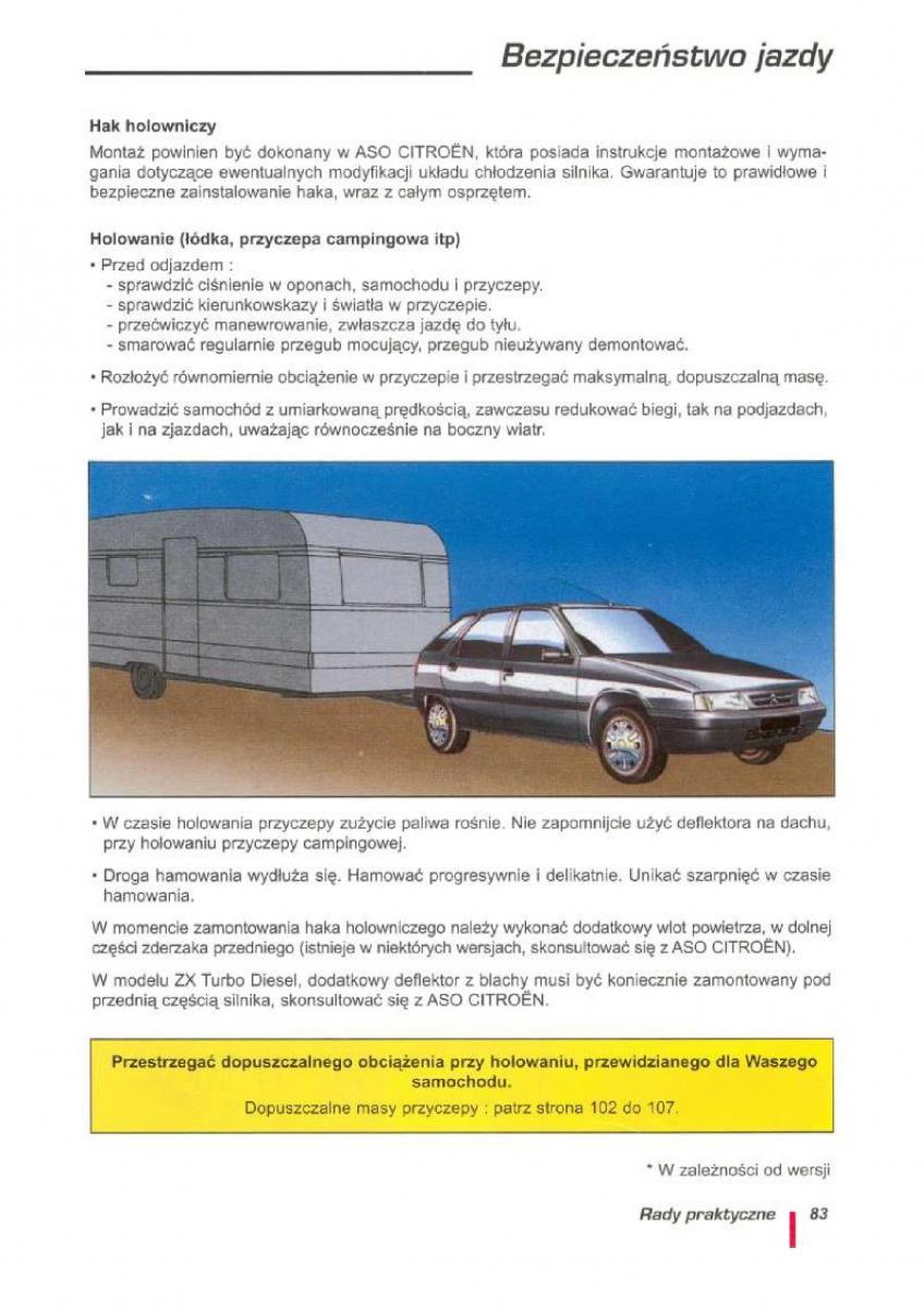 Citroen ZX instrukcja obslugi / page 86