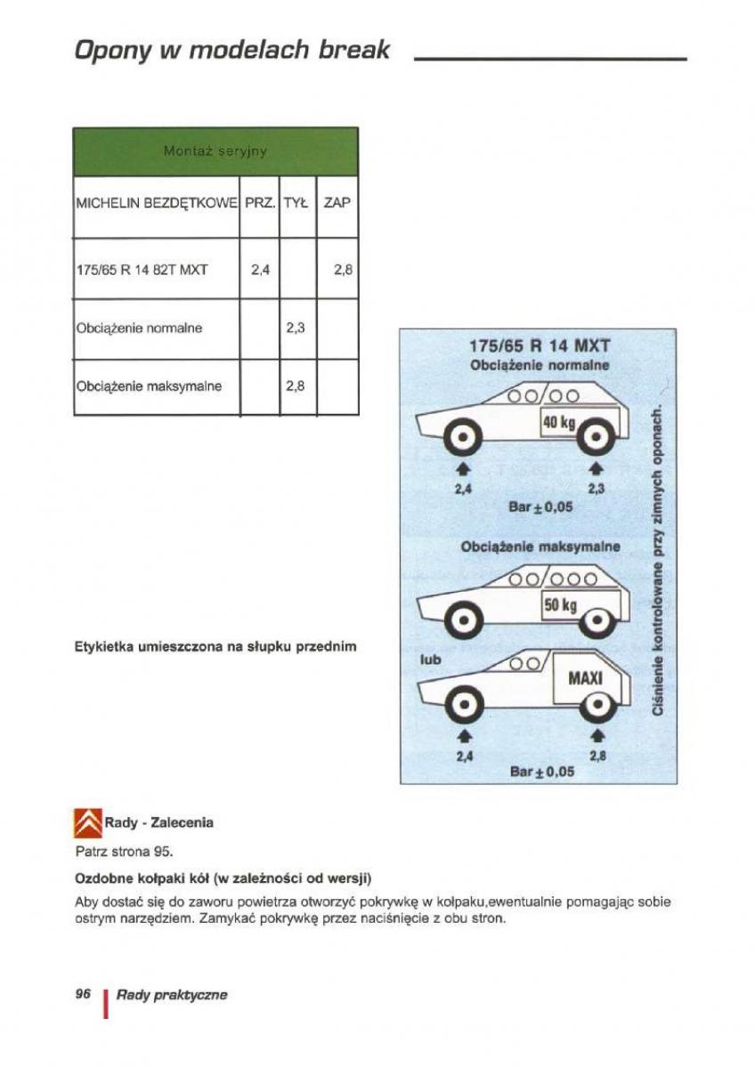 Citroen ZX instrukcja obslugi / page 99