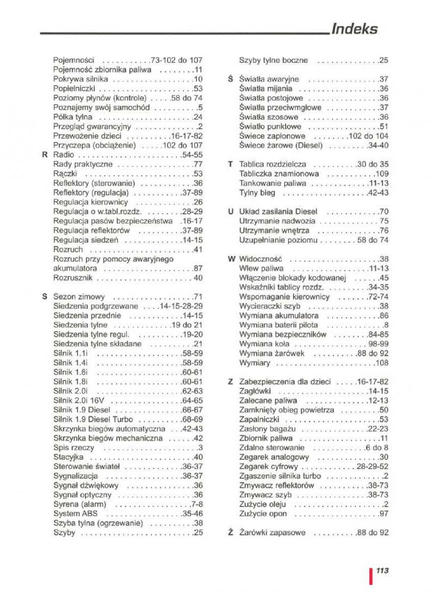 Citroen ZX instrukcja obslugi / page 114