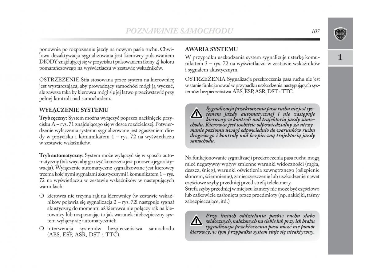 Lancia Delta Chrysler Delta instrukcja obslugi / page 108