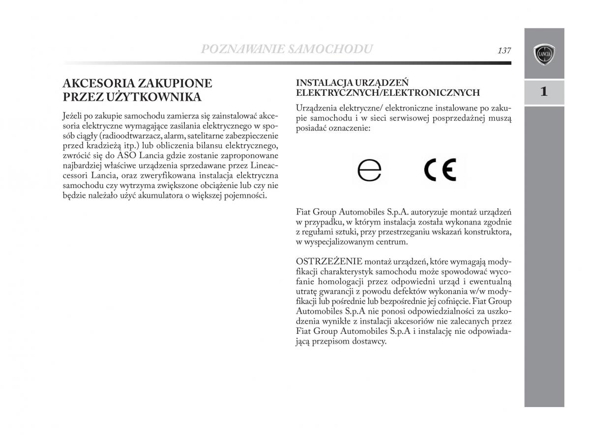 Lancia Delta Chrysler Delta instrukcja obslugi / page 138