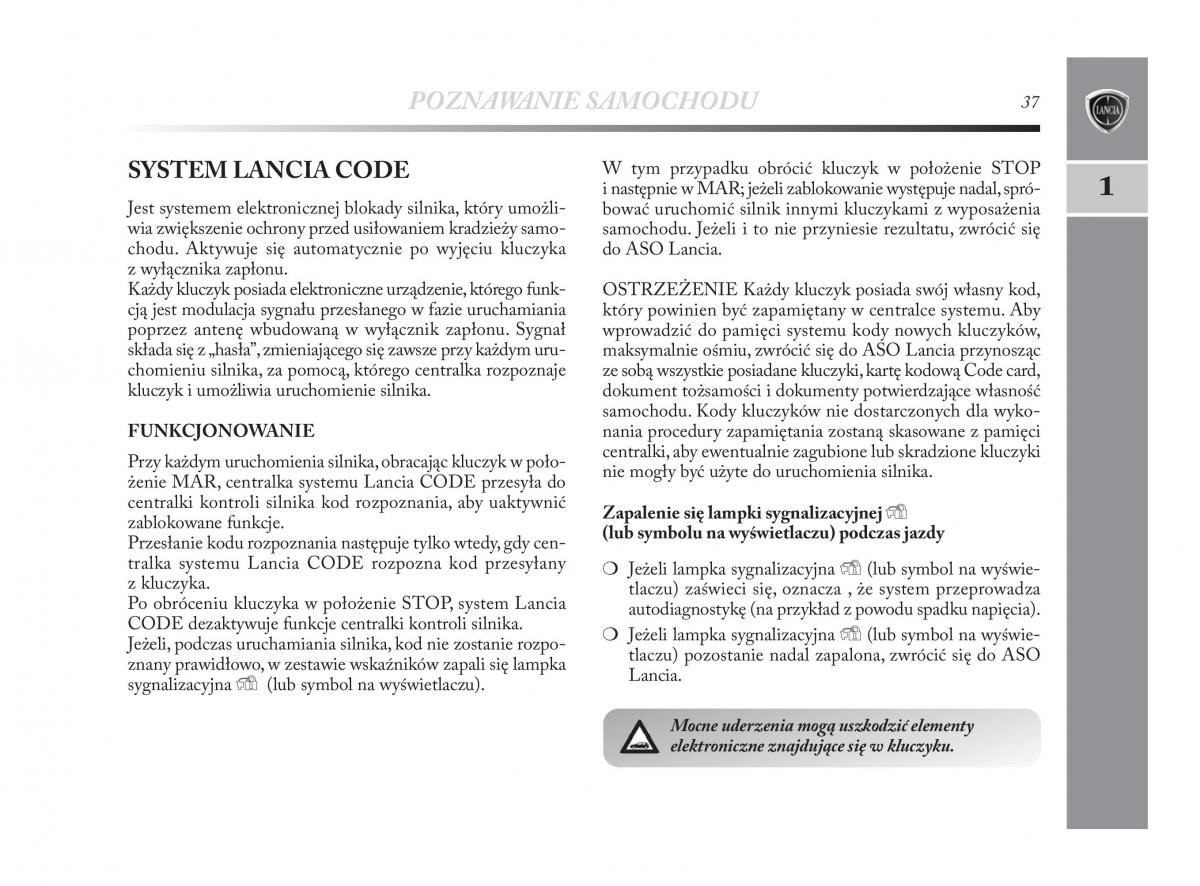 Lancia Delta Chrysler Delta instrukcja obslugi / page 38