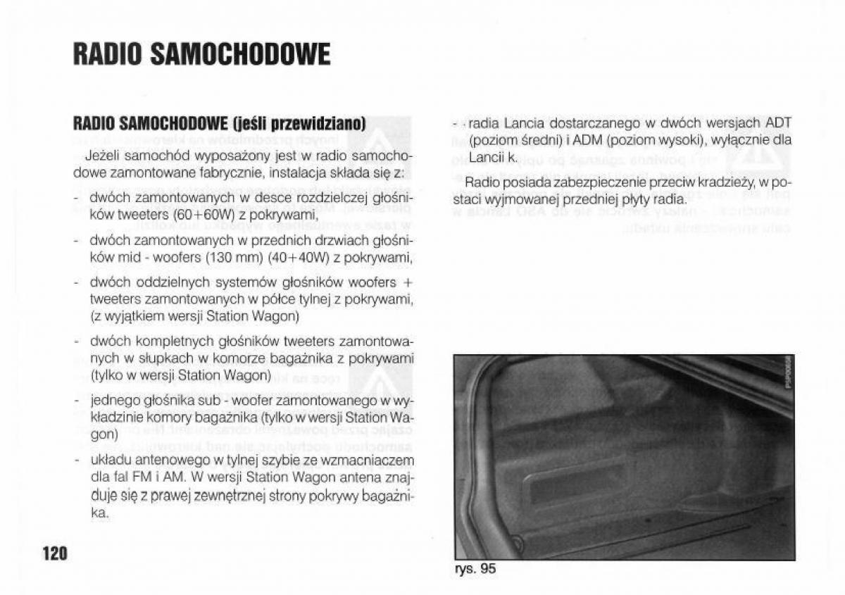 Lancia Kappa instrukcja obslugi / page 122