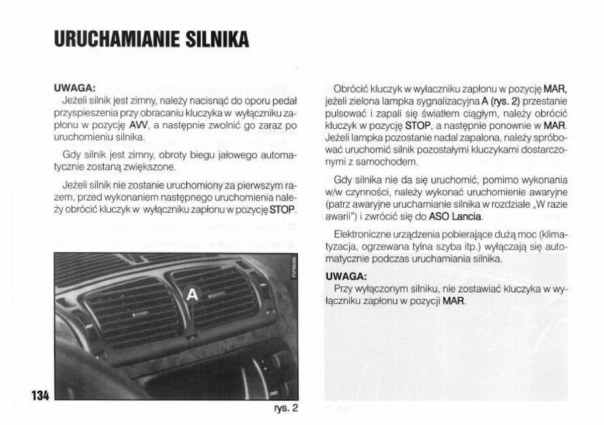 Lancia Kappa instrukcja obslugi / page 136