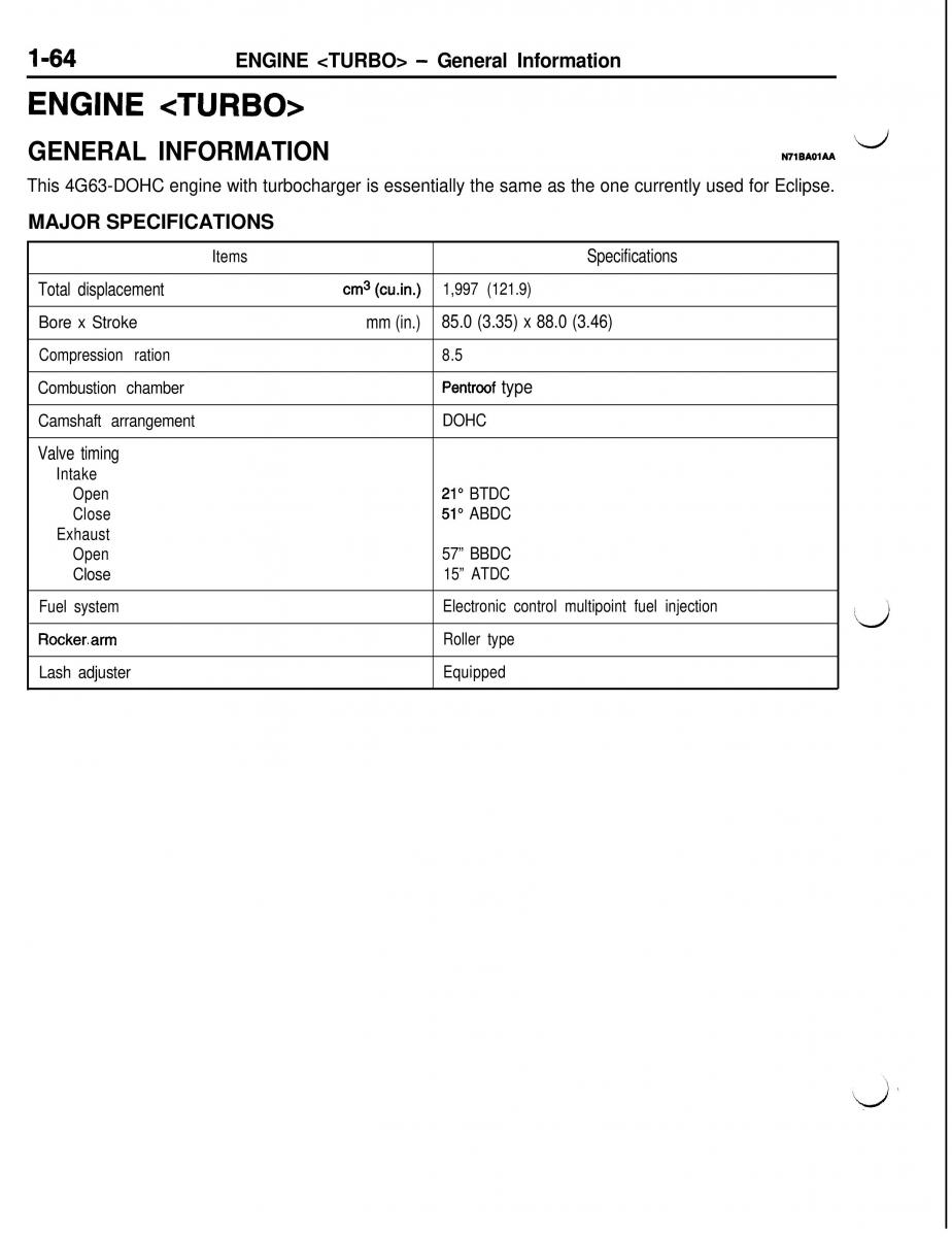 Mitsubishi Eclipse II technical information manual / page 85