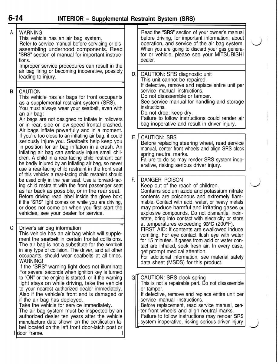 Mitsubishi Eclipse II technical information manual / page 325