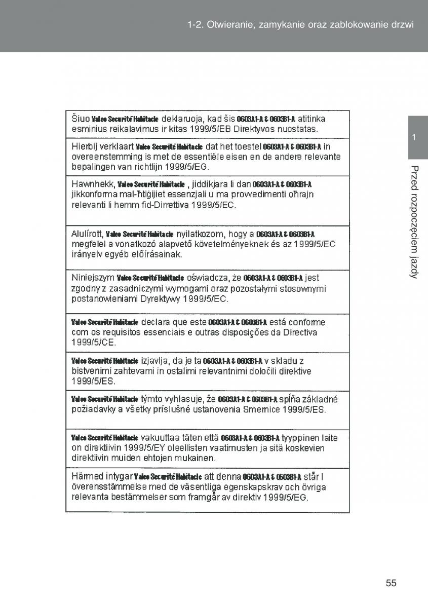 Toyota Auris I 1 instrukcja obslugi / page 57