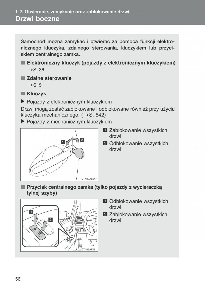 Toyota Auris I 1 instrukcja obslugi / page 58