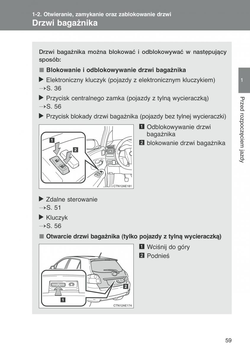 Toyota Auris I 1 instrukcja obslugi / page 61