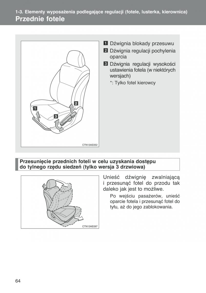 Toyota Auris I 1 instrukcja obslugi / page 66