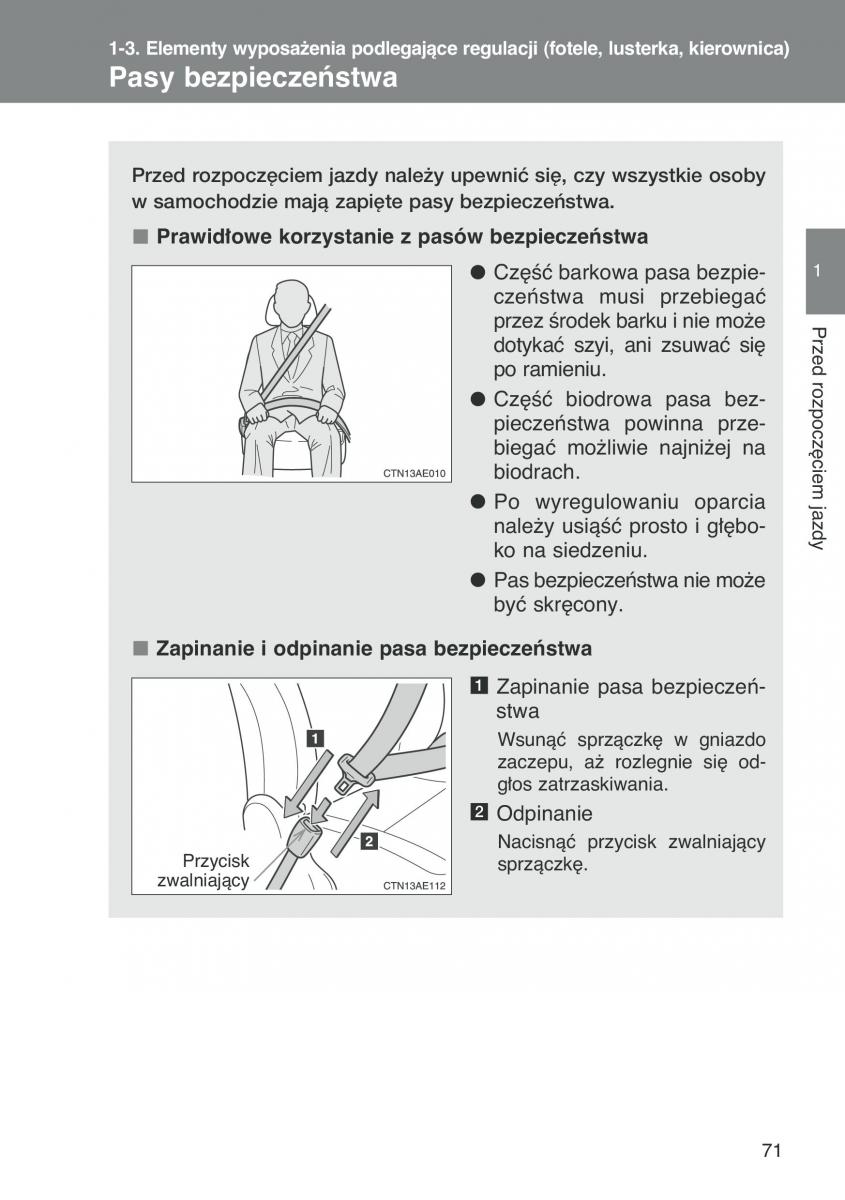 Toyota Auris I 1 instrukcja obslugi / page 73