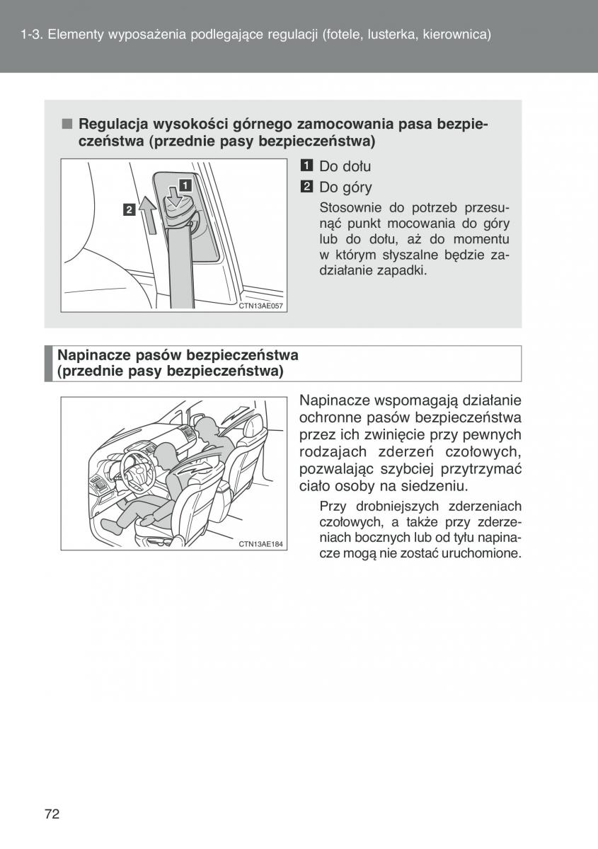 Toyota Auris I 1 instrukcja obslugi / page 74