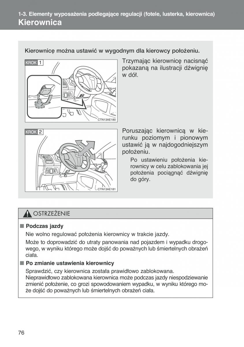 Toyota Auris I 1 instrukcja obslugi / page 78