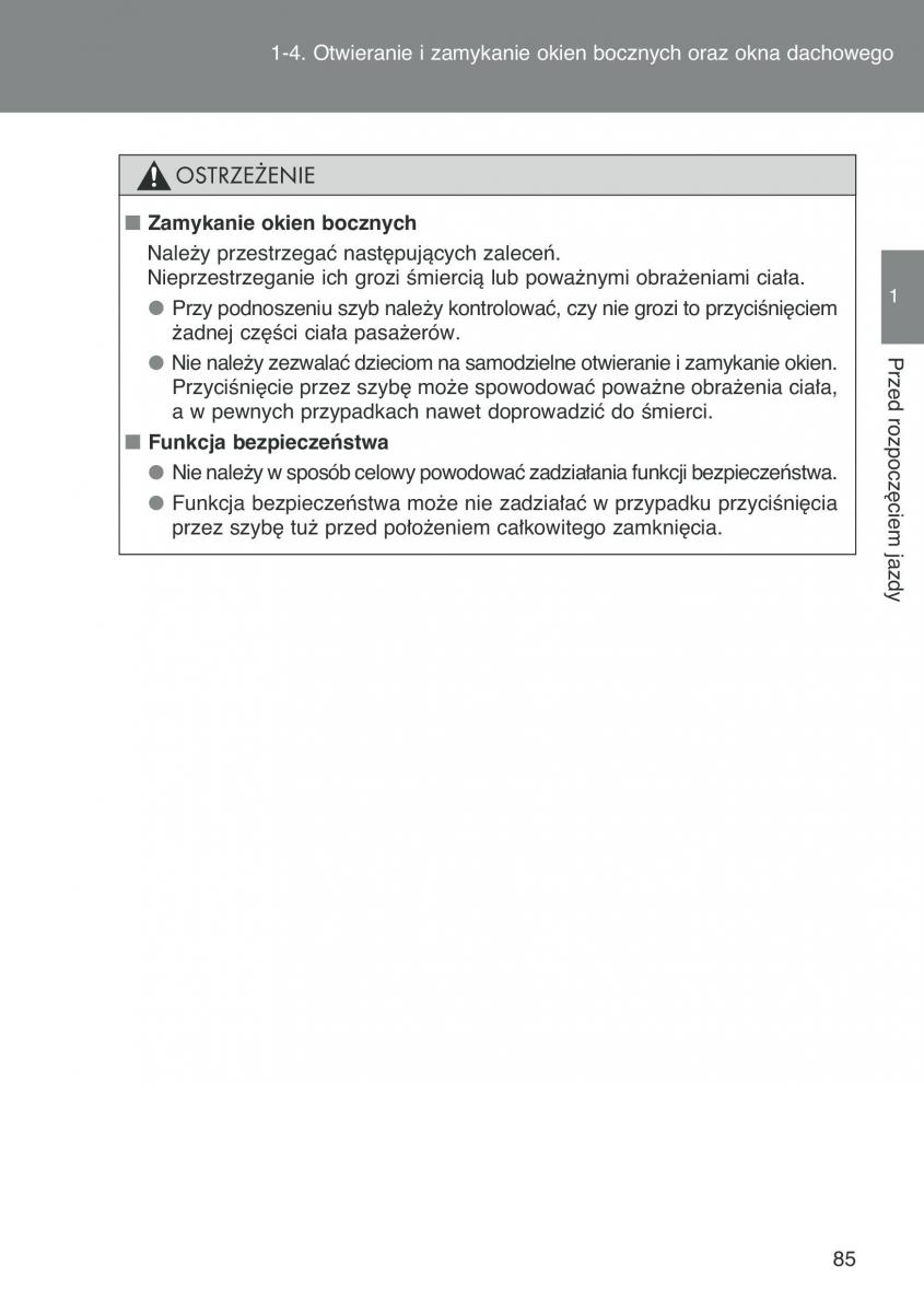 Toyota Auris I 1 instrukcja obslugi / page 87