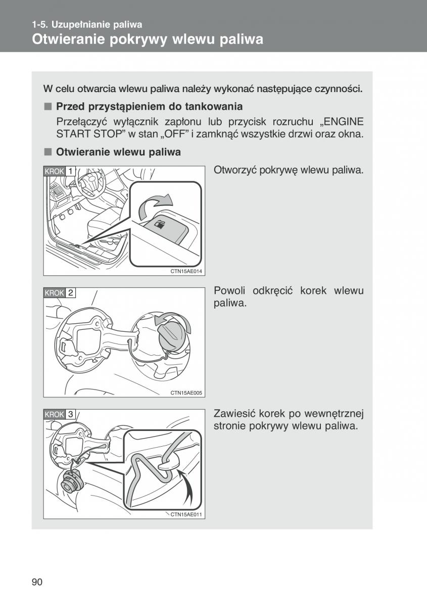 Toyota Auris I 1 instrukcja obslugi / page 92