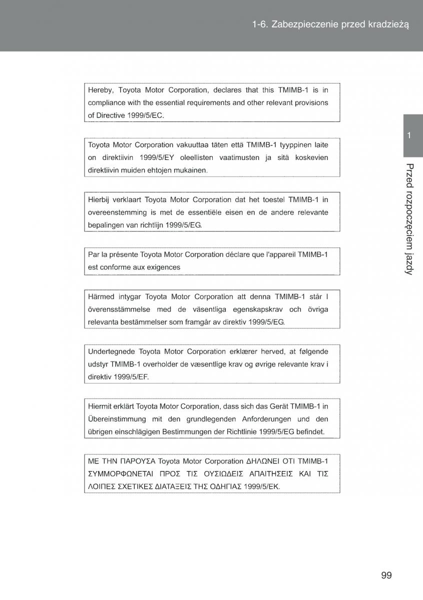 Toyota Auris I 1 instrukcja obslugi / page 101