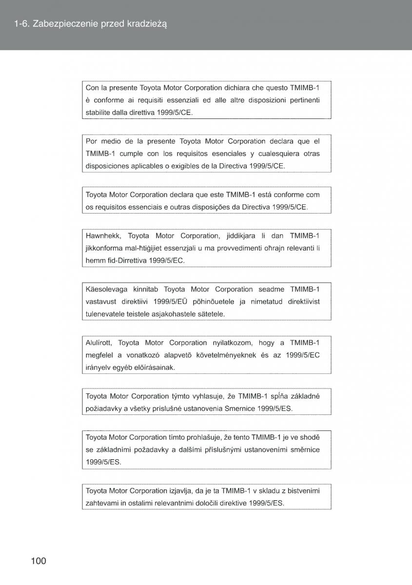 Toyota Auris I 1 instrukcja obslugi / page 102