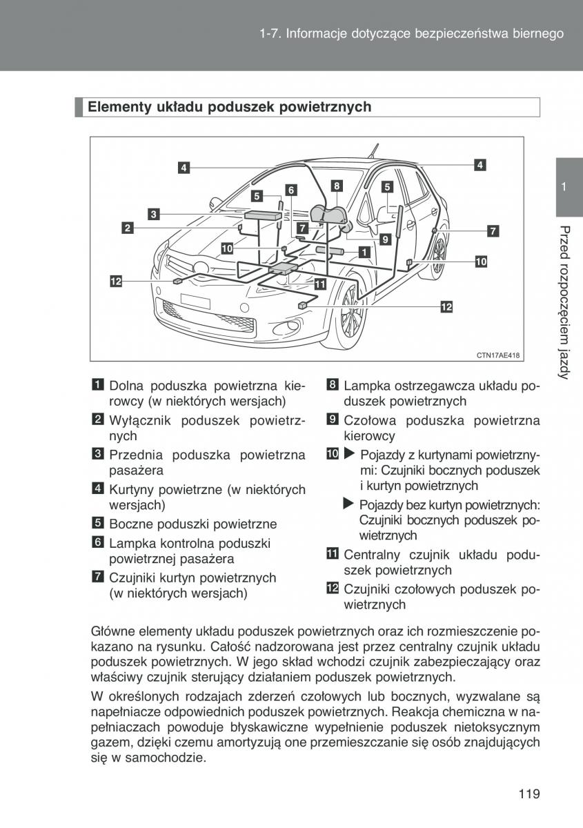 Toyota Auris I 1 instrukcja obslugi / page 121