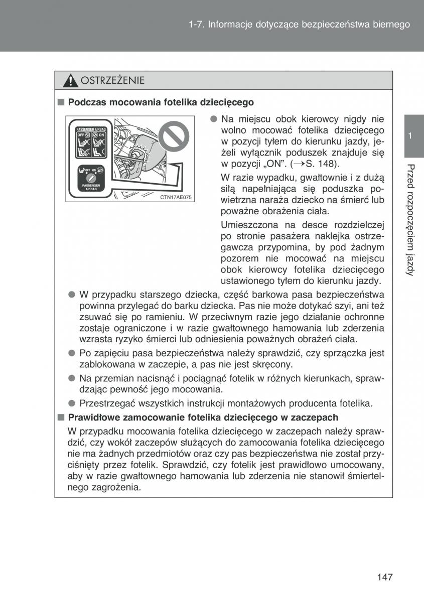 Toyota Auris I 1 instrukcja obslugi / page 149