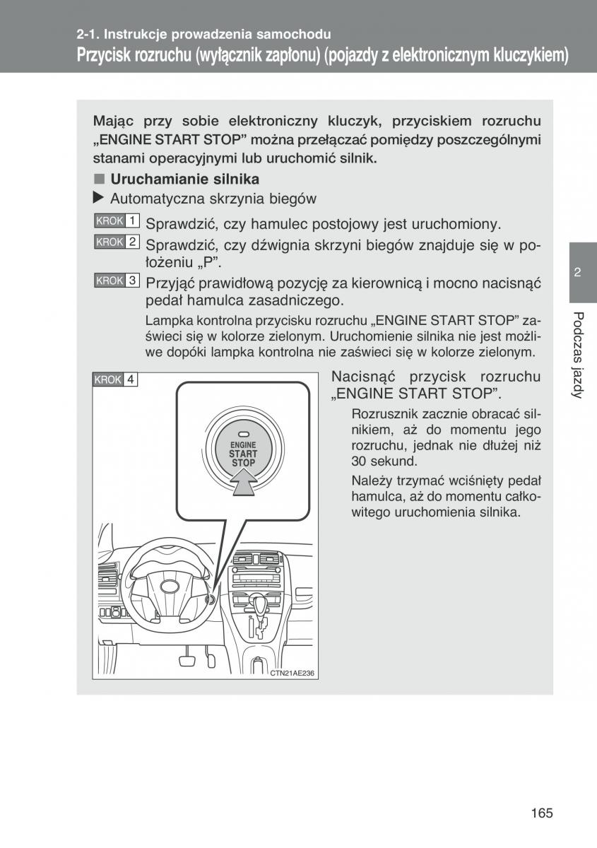 Toyota Auris I 1 instrukcja obslugi / page 167