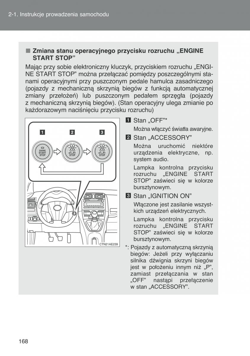 Toyota Auris I 1 instrukcja obslugi / page 170