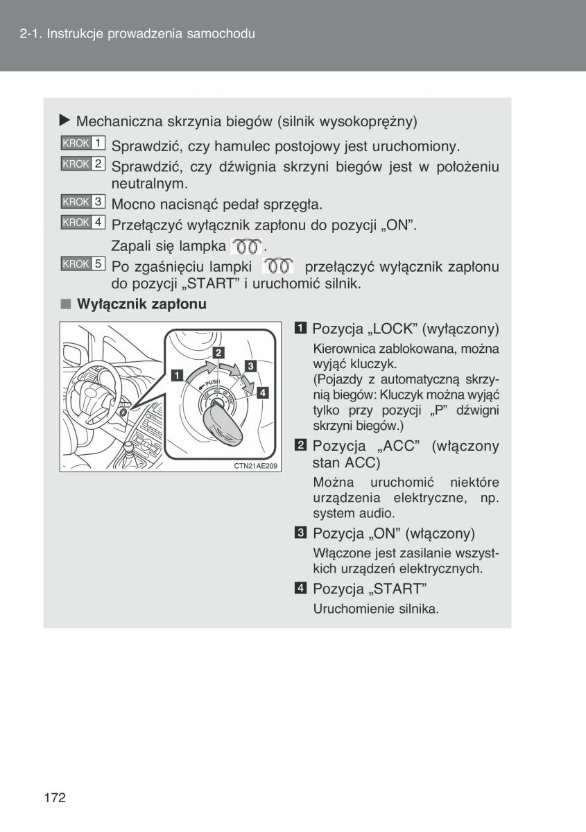 Toyota Auris I 1 instrukcja obslugi / page 174