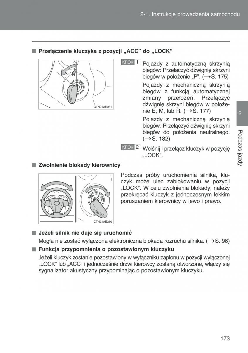 Toyota Auris I 1 instrukcja obslugi / page 175