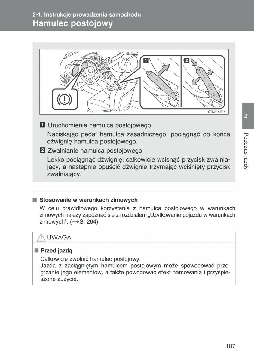 Toyota Auris I 1 instrukcja obslugi / page 189