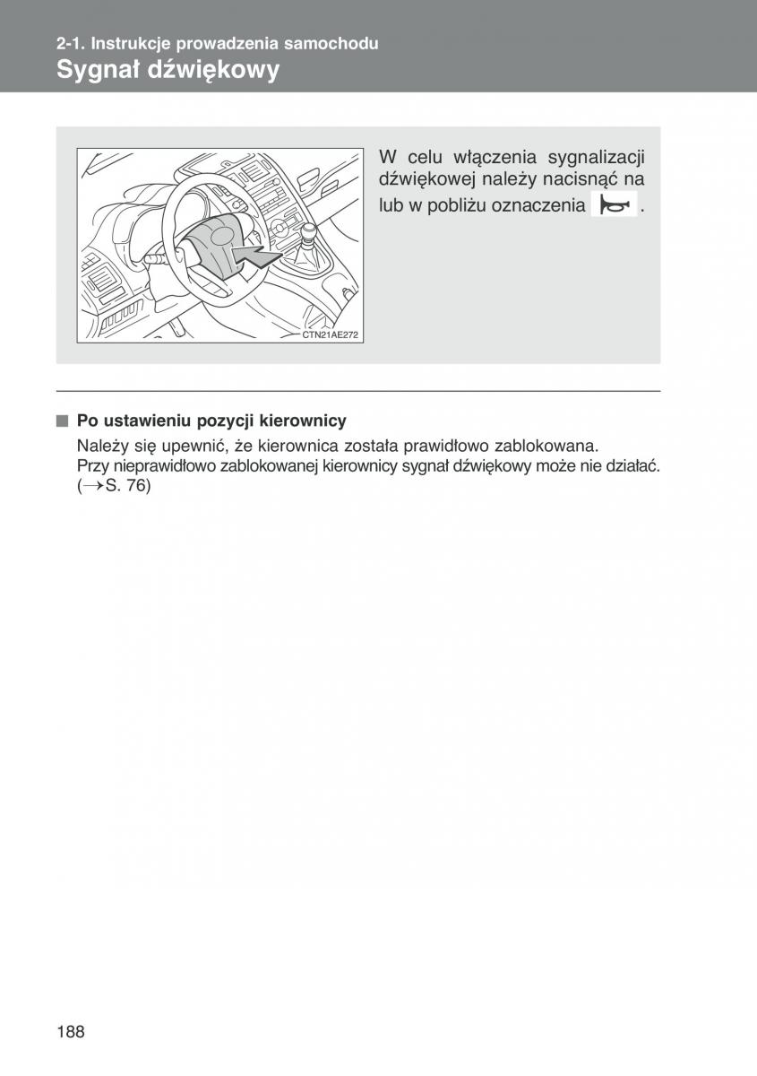 Toyota Auris I 1 instrukcja obslugi / page 190