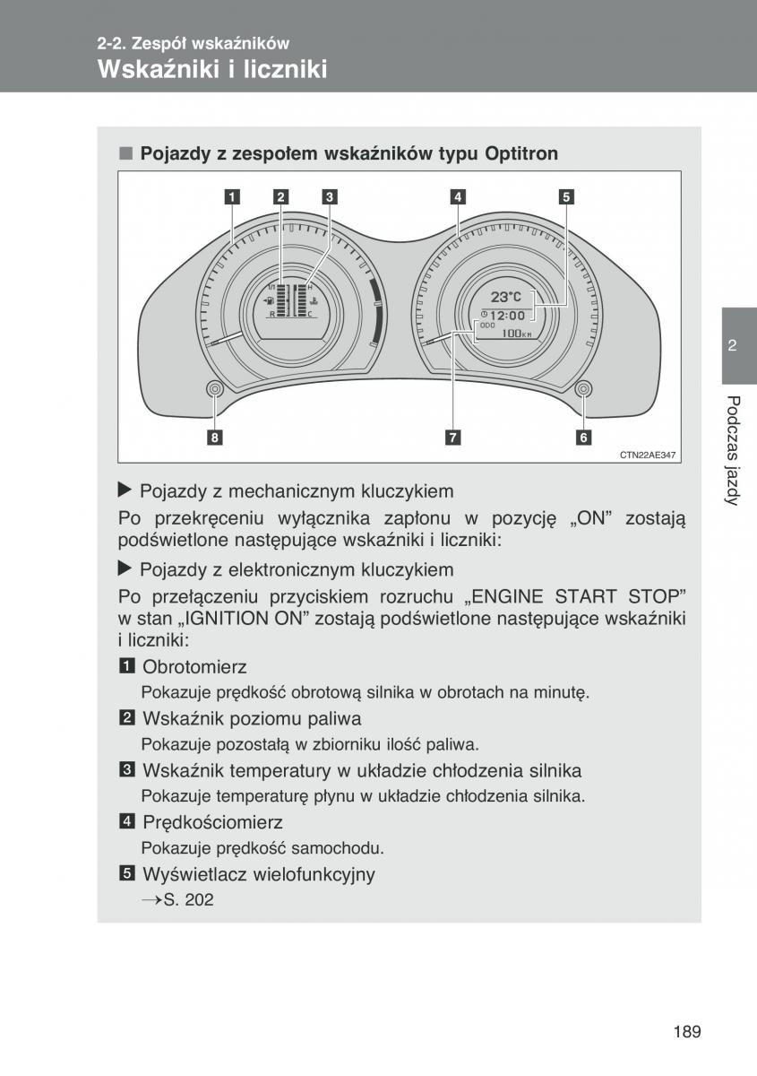 Toyota Auris I 1 instrukcja obslugi / page 191