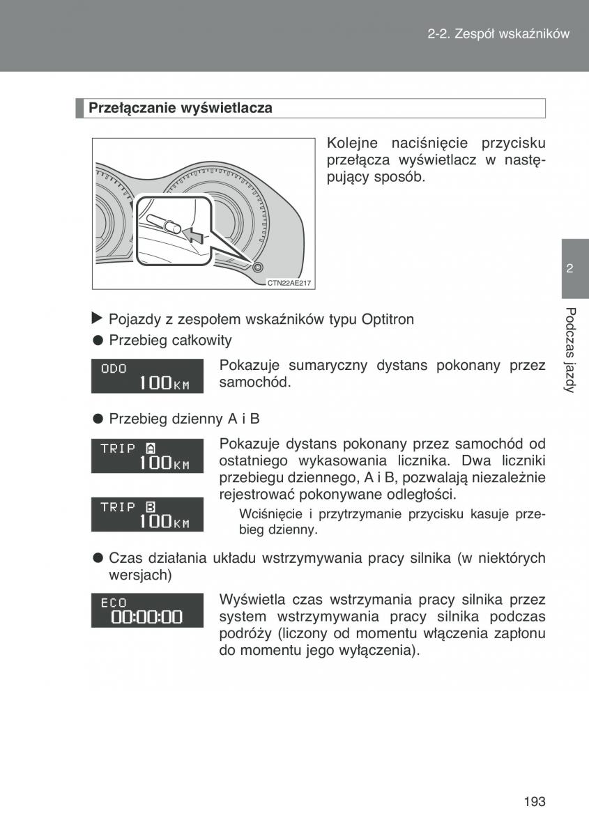 Toyota Auris I 1 instrukcja obslugi / page 195